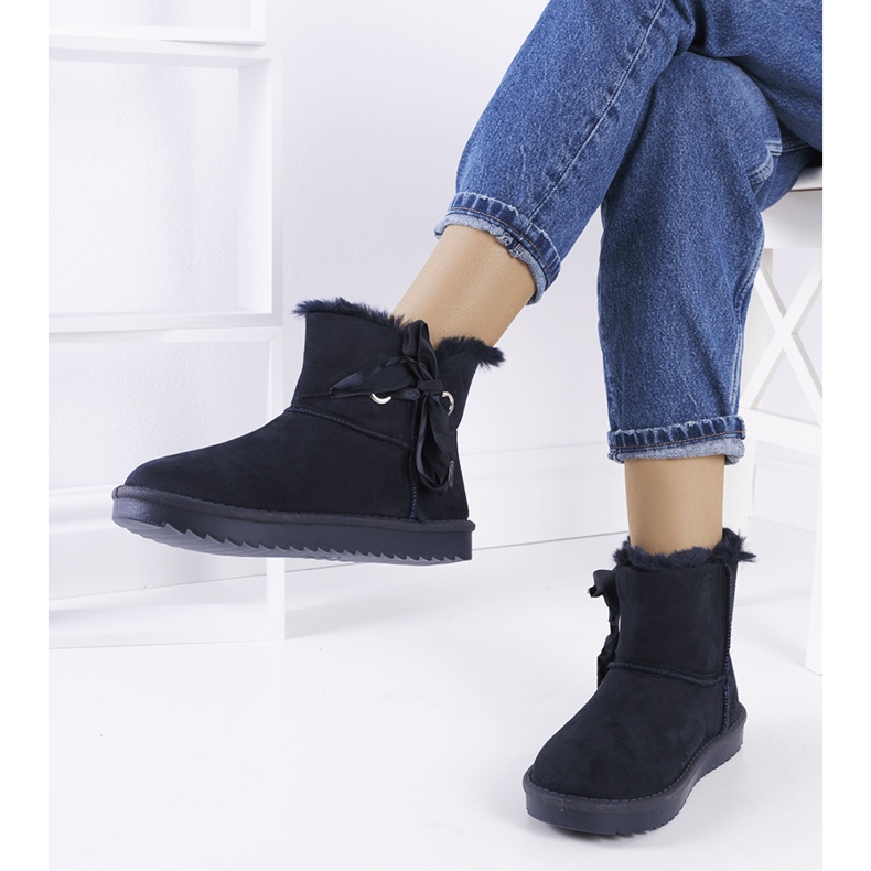 Marineblaue Schneestiefel mit Lachance-Schleife navy blau 1