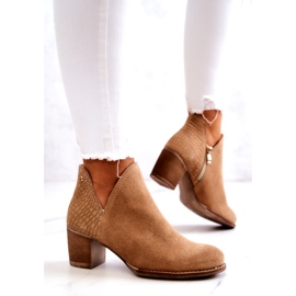 PL5 Damen-Lederstiefel mit Absatz Camel Larsa braun 1
