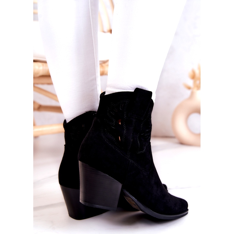 S.Barski Schwarze Cowboystiefel aus Wildleder für Damen Devon 4