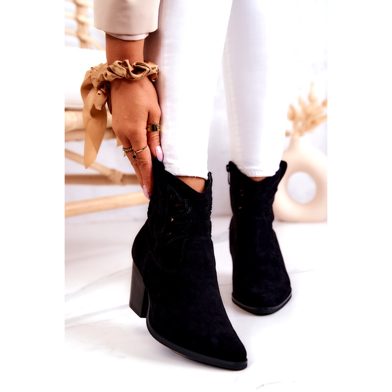 S.Barski Schwarze Cowboystiefel aus Wildleder für Damen Devon 1