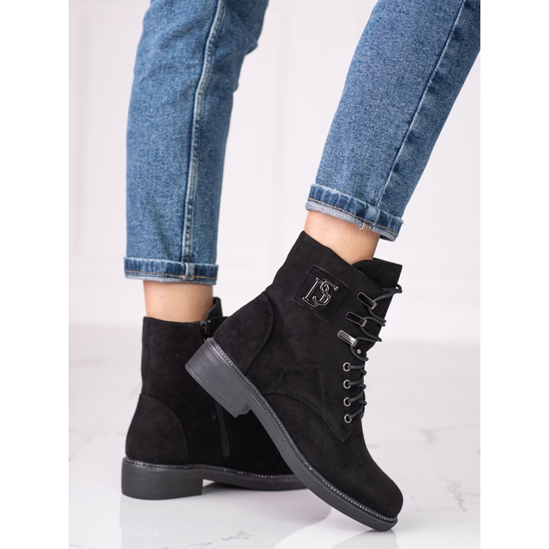 Arbeiterinnen aus ökologischem Shelovet-Wildleder schwarz 1