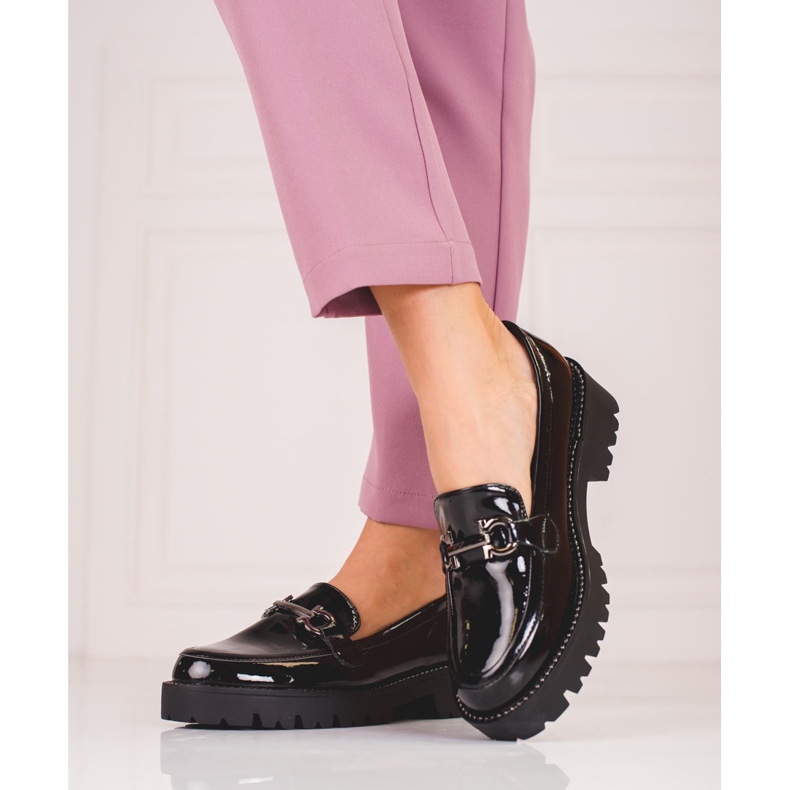 Damenmokassins auf dicker Shelovet-Sohle schwarz 1