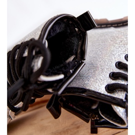 FR1 Warme Kinderstiefel mit Reißverschluss Lackiertes Silber Goopy silber- 2