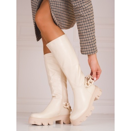 Beige Damenstiefel auf dicker Shelovet-Sohle 1