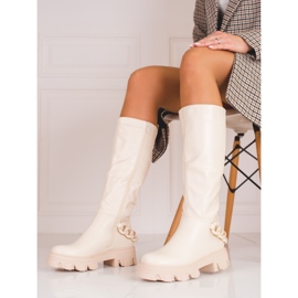 Beige Damenstiefel auf dicker Shelovet-Sohle 2