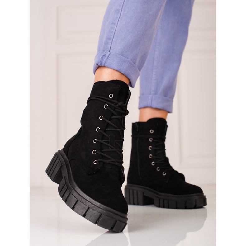 Shelovet Arbeitskleidung aus schwarzem Wildleder für Damen 1