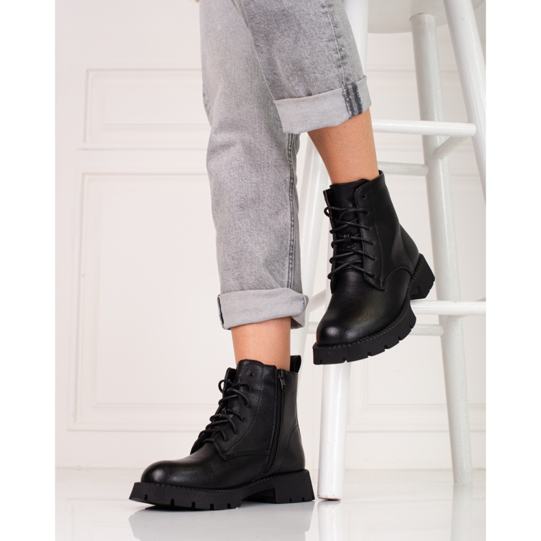 Klassische Shelovet-Schnürtaschen für Damen schwarz 2