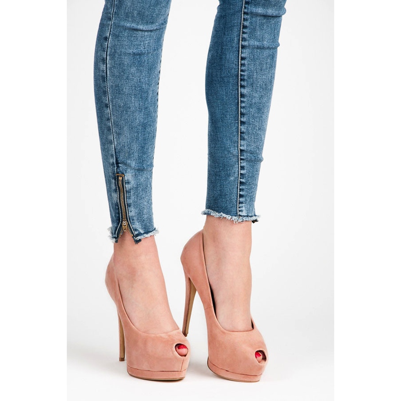 Vices Wildleder-Heels mit offener Zehenpartie rosa 1