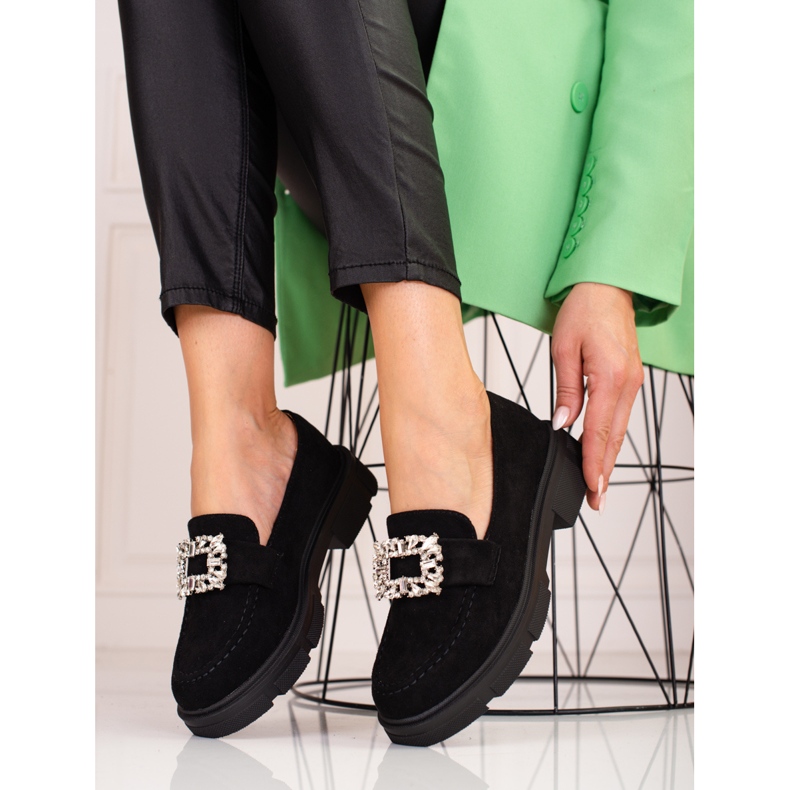 Wildlederloafer auf der Shelovet-Plattform schwarz 1