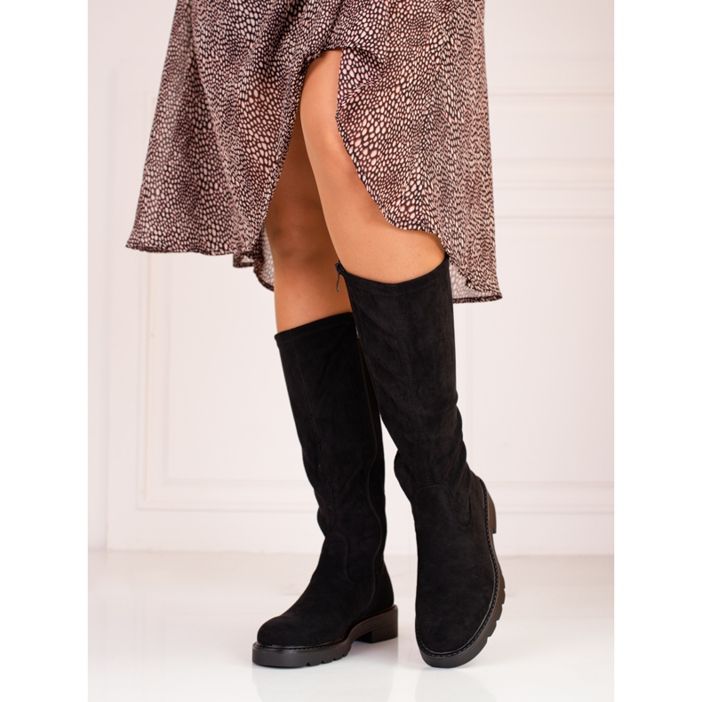 Damenstiefel aus schwarzem Shelovet-Wildleder 1