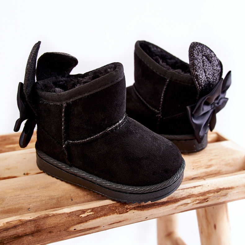 Schwarze warme Meriva-Schneestiefel für Mädchen mit Schleifen 2