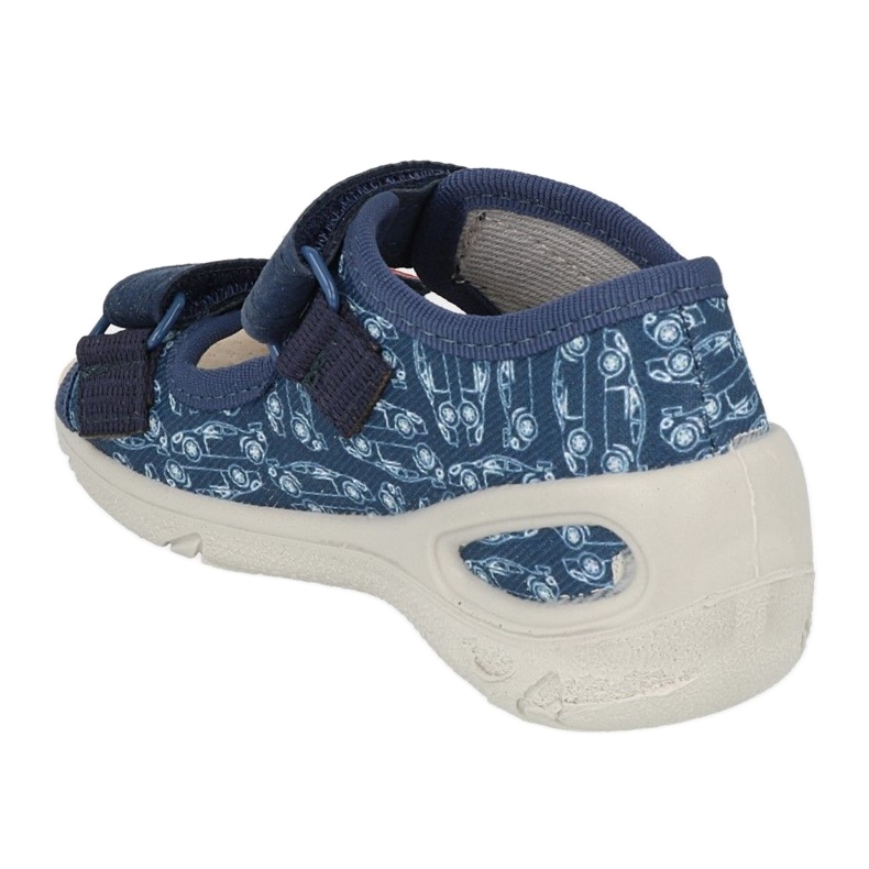 Befado Kinder-PU-Hausschuhe mit Klettverschluss 065P165 Marineblau und Rot 2