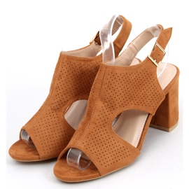 Sandalen durchbrochene High Heels Stacy Camel JF2007 braun 2
