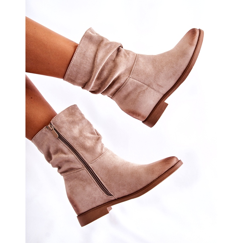 PG1 Hohe Stiefel aus Wildleder für Damen Beige Venis CH2180 2