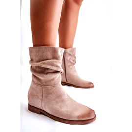 PG1 Hohe Stiefel aus Wildleder für Damen Beige Venis CH2180 1