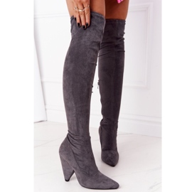 Wildleder High Heel Stiefel Lu Boo Grau XW37356 1