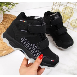 Schwarze, wasserdichte Jungen-Schneestiefel mit Klettverschluss von American Club 1