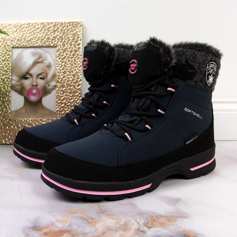 Marineblaue wasserdichte Schneestiefel von American Club für Mädchen 2