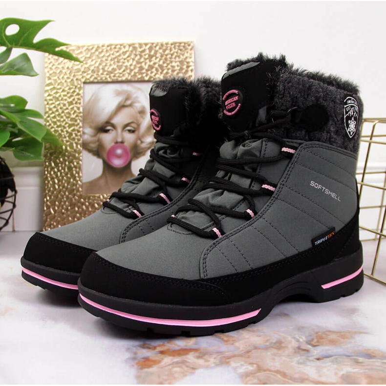 Graue wasserdichte Schneestiefel für Mädchen von American Club 2