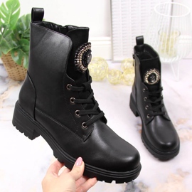 S.Barski Schwarze Damenstiefel mit Perlen isoliert schwarz S. Barski 1