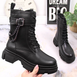 Schwarze Ledertaschen für Frauen mit einer Kette, warmer schwarzer Big Star KK274486 1