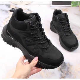 Black Big Star KK274356 Sport Damen schwarze Plateaustiefel 1