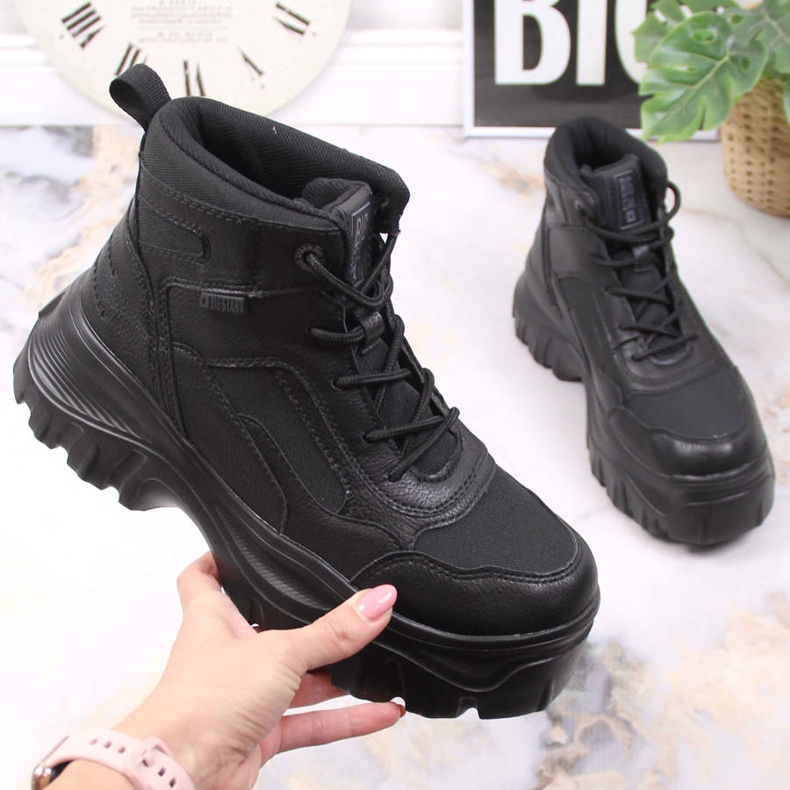 Schwarze Big Star KK274371 Damen-Plateaustiefel 1