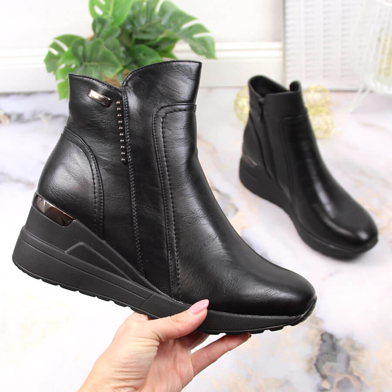 Schwarz Isolierte Keilstiefel für Damen Jezzi JEZ372 1