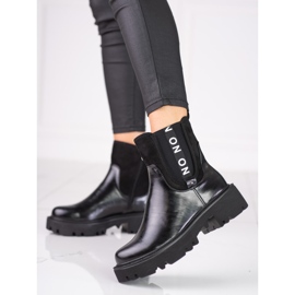 Schwarze Chelsea-Stiefel für Damen auf der Shelovet-Plattform 2