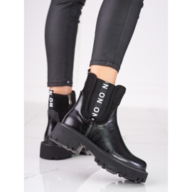 Schwarze Chelsea-Stiefel für Damen auf der Shelovet-Plattform 1