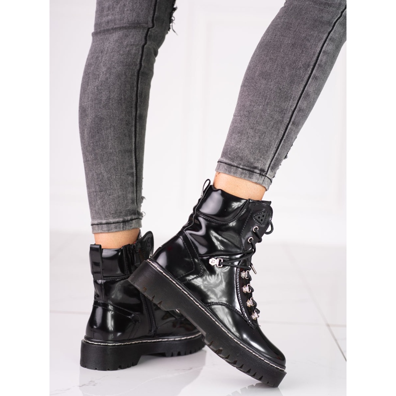 Shelovet Arbeiterinnen mit Schnürung schwarz 1