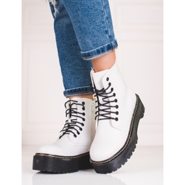 Weiße Shelovet-Damentaschen auf der Plattform geschnürt 1