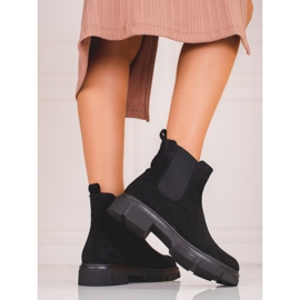 Shelovet Chelsea-Stiefel aus schwarzem Wildleder für Damen 1