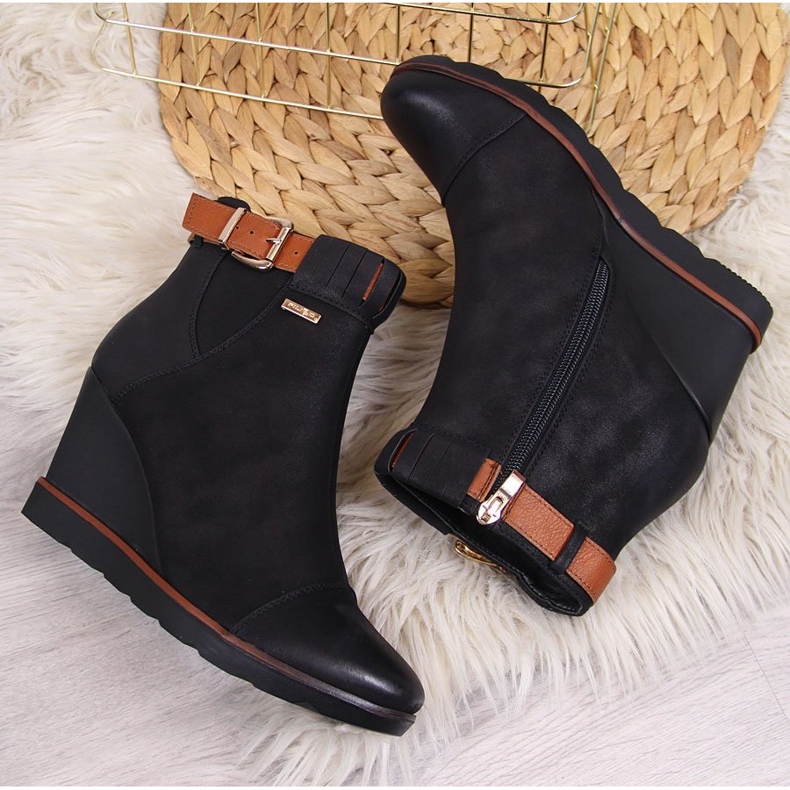 Filippo Schwarz Schwarze Flip-Flops mit Keilabsatz 2