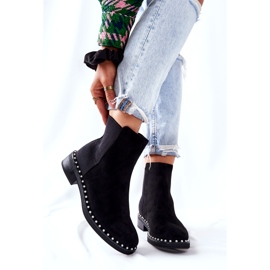 PG1 Wildleder Booties Chelsea Boots mit Perlen Schwarz Jilanna 8335 BLK 3