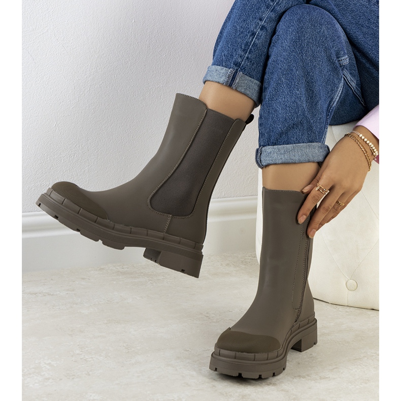 Dunkelgrüne matte Antede-Stiefel 1