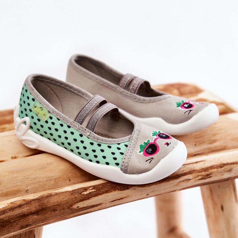 BEFADO S.A. Hausschuhe Ballerina Befado Kitten 116X304 Grün-Grau 1