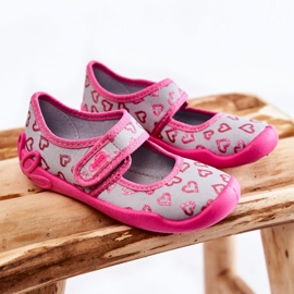 BEFADO S.A. Kinder-Herz-Ballerina-Hausschuhe Befado 123X070 Grau-Rosa 1