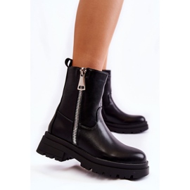 PG1 Schwarze Jette warme Damenstiefel mit Reißverschlüssen 1