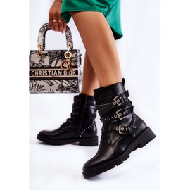 PG1 Warme Damenstiefel mit Streifen Plain Black Lambert schwarz 1