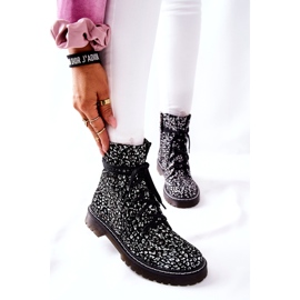 Damenstiefel Glany Workers Maciejka Schwarz-Weiß 01609-48 3