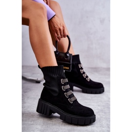 Seastar Schwarze Wildleder-Sockenstiefel zum Hineinschlüpfen mit Strasssteinen 4