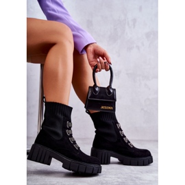 Seastar Schwarze Wildleder-Sockenstiefel zum Hineinschlüpfen mit Strasssteinen 2