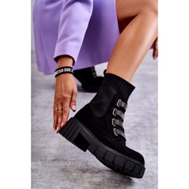 Seastar Schwarze Wildleder-Sockenstiefel zum Hineinschlüpfen mit Strasssteinen 3