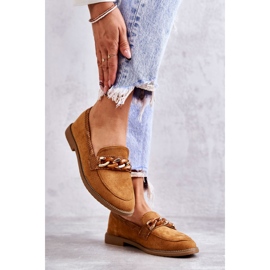 FB2 Damen-Loafer aus Wildleder mit einer Kette Camel Nolie braun 2