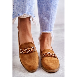 FB2 Damen-Loafer aus Wildleder mit einer Kette Camel Nolie braun 3