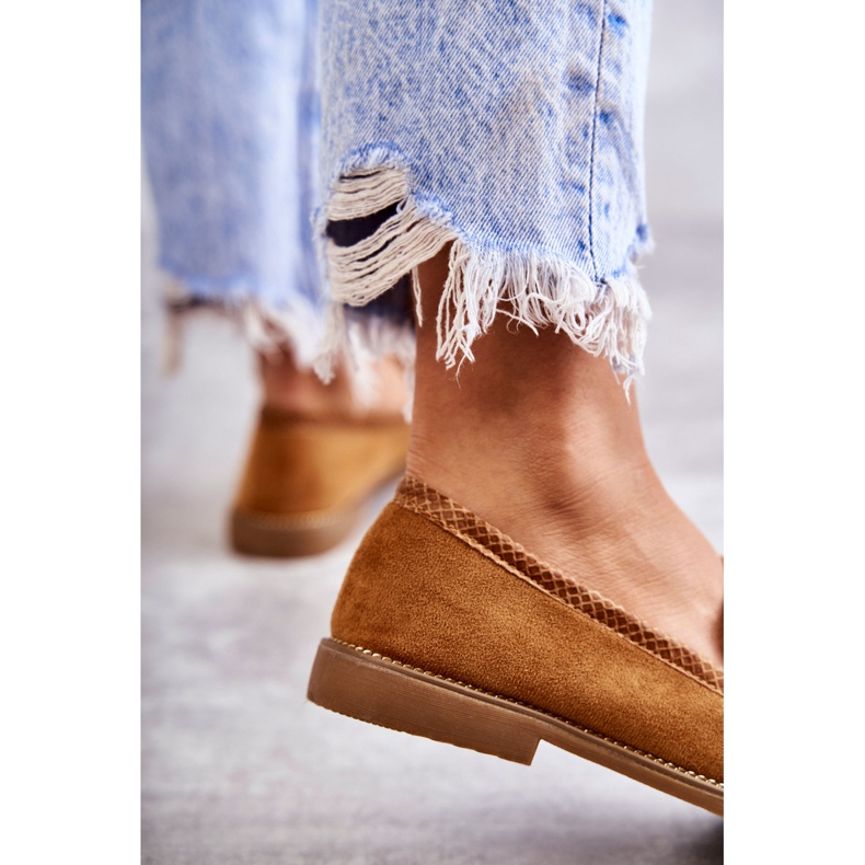 FB2 Damen-Loafer aus Wildleder mit einer Kette Camel Nolie braun 4