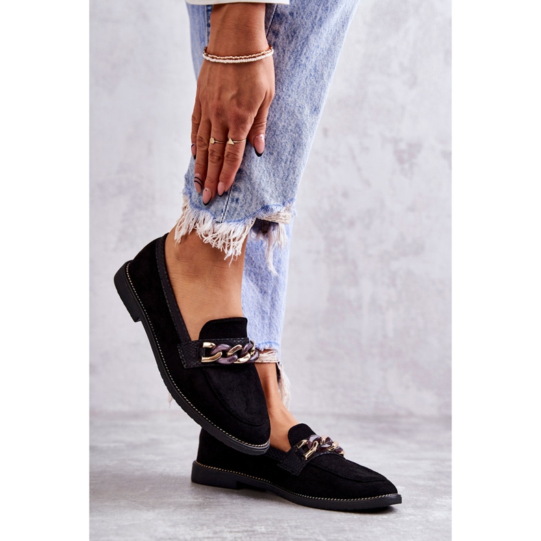 FB2 Damen-Loafer aus Wildleder mit einer Kette mit schwarzen Nägeln 3