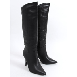 BM Celestine Schwarze genarbte Stiletto-Stiefel 2