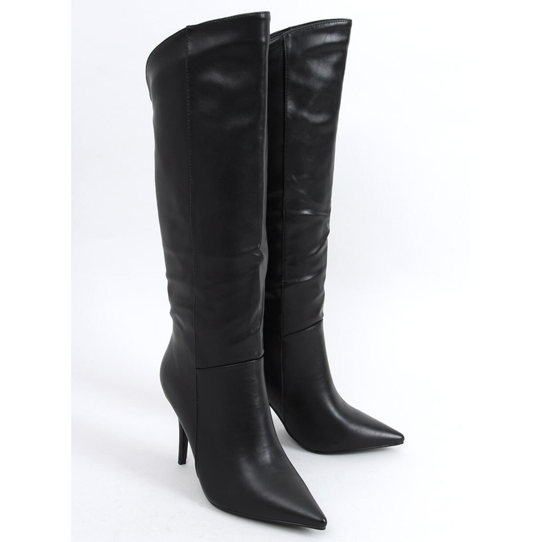 BM Celestine Schwarze genarbte Stiletto-Stiefel 2